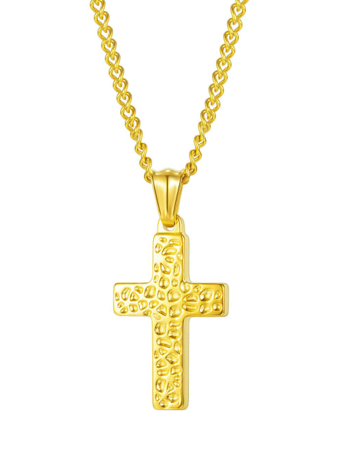 2000 [Gold Pendant Chain] Titanium Steel Hip Hop Cross Pendant